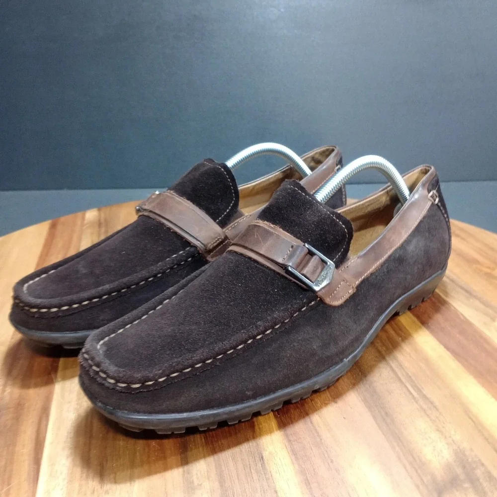 Florsheim Comfortech Driving Loafers Mens Sz 9.5 D Moc Brown Suede Leather Strap